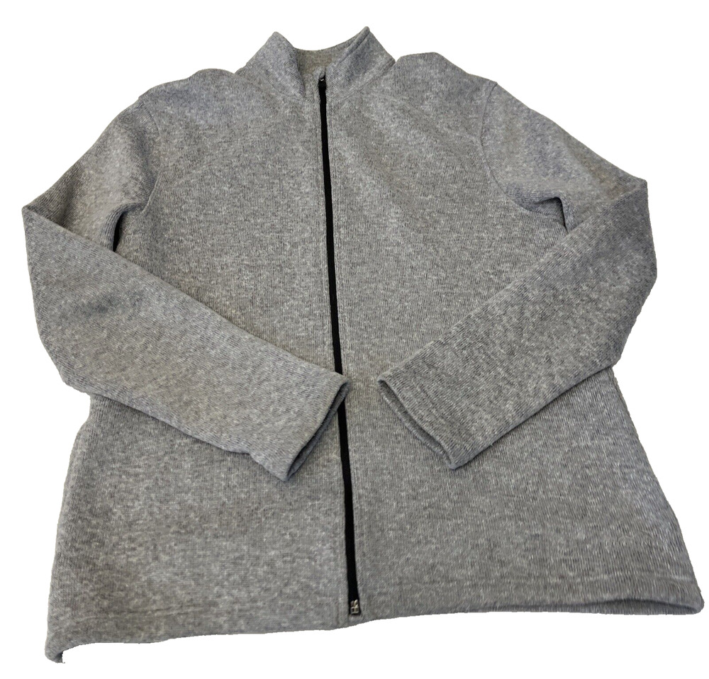 Eddie Bauer Mens Full Zip Sweater Jacket Size Large Gray Pockets Outdoor